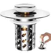 Bathroom Sink Drain Strainer, Sink Stopper Hair Catcher of Pop Up with Removable Stainless Steel ...