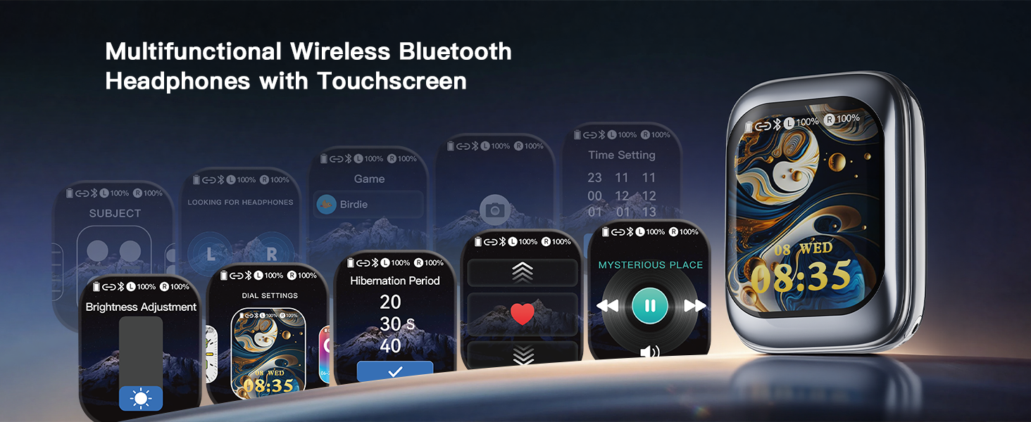 Multifunctional Wireless Bluetooth Headphones with Touchscreen