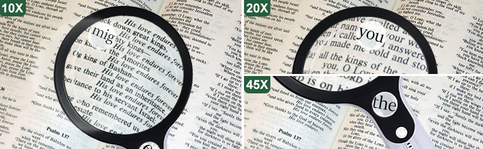 10x 20x 45x magnifying glass with light