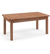 VINGLI Outdoor Wood Coffee Table, 35" Farmhouse Side Table for Patio, Solid Cedar Wood Accent Tab...