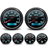 ARTILAURA 6 Gauge Set-GPS Speedometer, Tachometer, Fuel Gauge, Water Temperature Gauge, Oil Press...