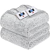 Sealy Electric Blanket Queen Size, Dual Control Soft Sherpa Heated Blanket with 10 Heating Levels...