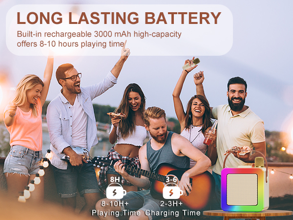 Bluetooth karaoke speaker has long lasting battery