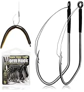 Dovesun Weedless Worm Hooks Texas Rig Hooks 30PCS Professional V Catfish Bass Fishing Hooks for F...