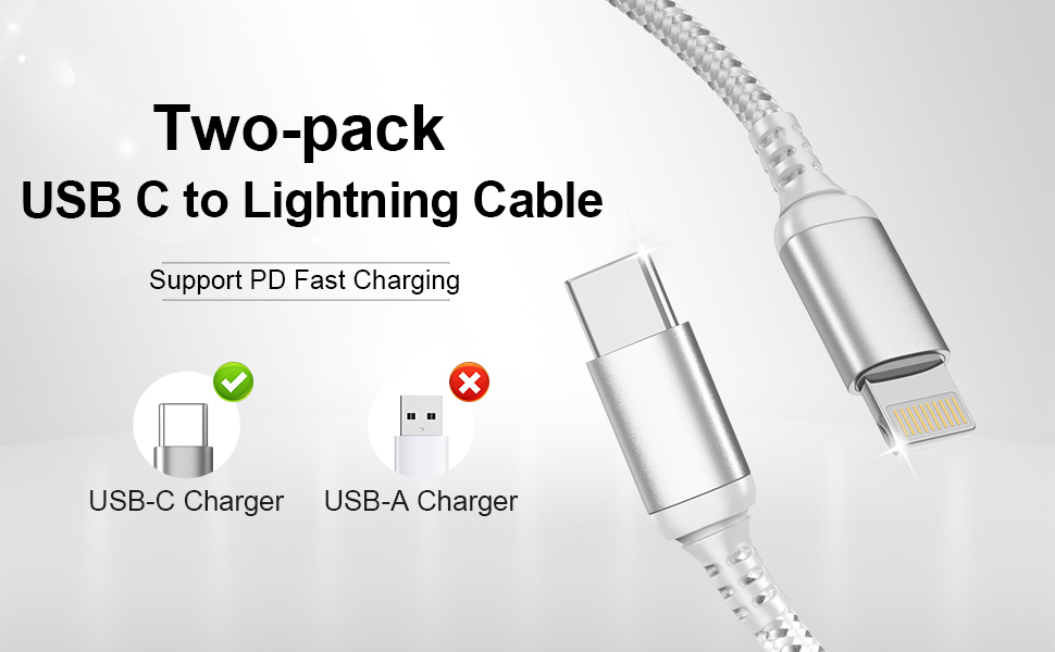 Two-pack USB C to Lightning Cable