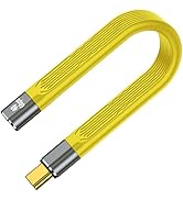 BENACES Short Flat USB C Charger Cable, 5 inch Yellow Type C Male to Female 100W Fast Charging Ex...
