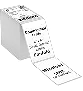 Misofuki 4x6 1 Stack 1000 Labels Fanfold Direct Thermal Shipping Labels Compatible with Rollo, MU...