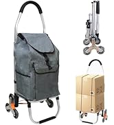 2 in 1 Shopping Cart, Foldable Hand Truck with 6 Wheels, 110 lbs Grocery Cart, Portable Utility D...