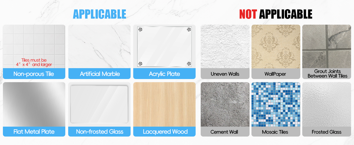 Only suitable for non-porous, flat, smooth surfaces,