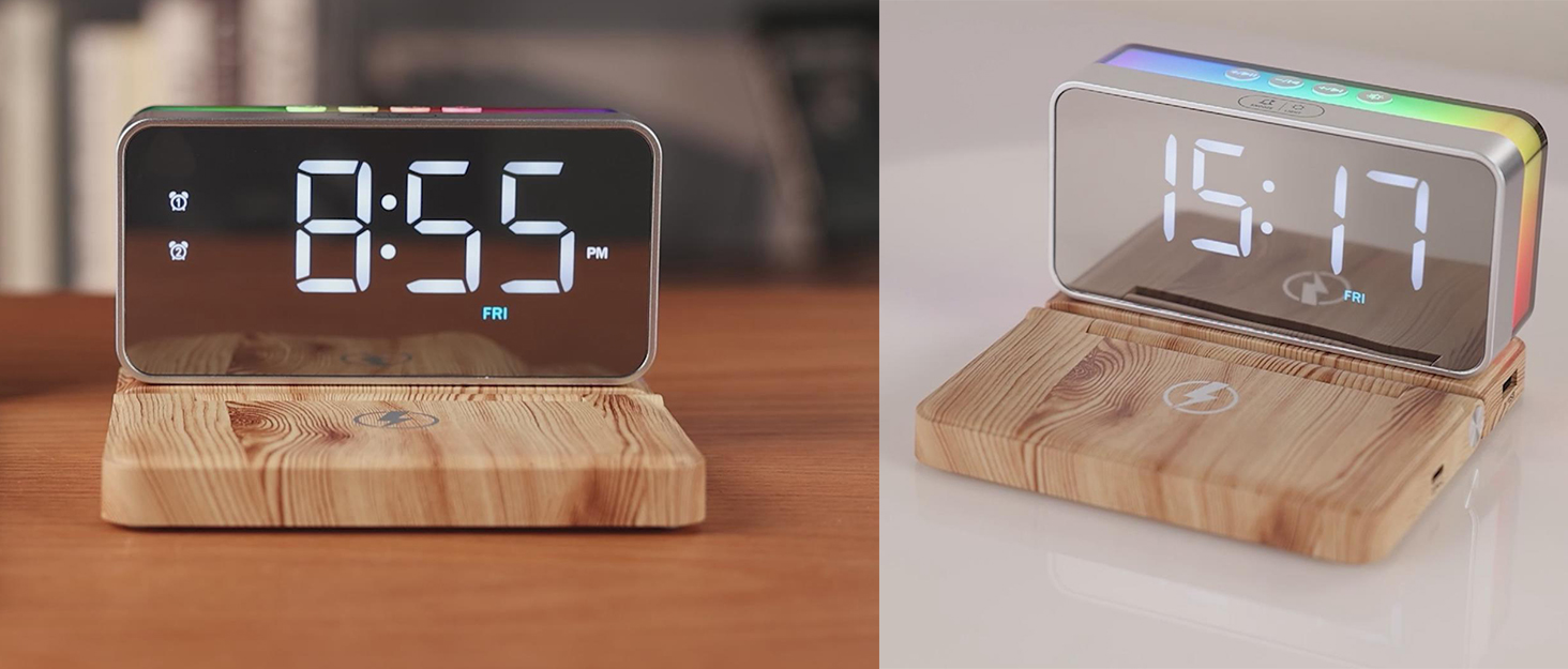 wireless charger bluetooth speaker white noise alarm clock