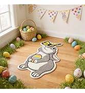 Shovagy Easter Bathroom Rug Spring Bunny Bath Mat Cute Rabbit Easter Egg Tufted Soft Absorbent Qu...