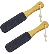 Pumice Stone Foot File, 2 Pack Wooden Pedicure Foot Scrubber Remover for Feet, Heels, Elbows, Han...