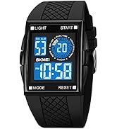 FANMIS Men's Rectangle Dial Sports Wrist Watches with 7 Colors Optional LED Backlight Multifuncti...