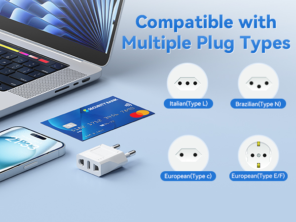 Compatible with all European Type C,E,F,L,N Outlets