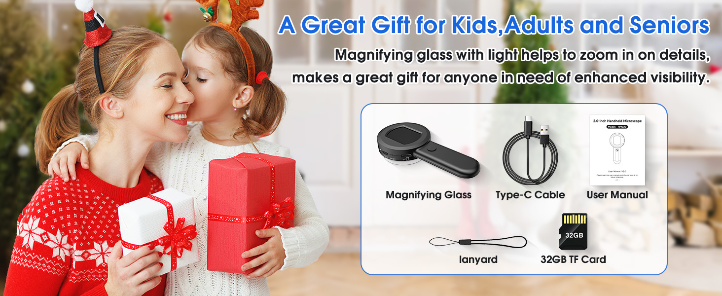 100X Pocket Handheld Digital Microscope for Kids and Adults