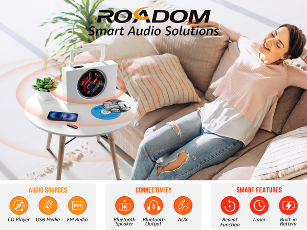 portable cd player boombox bluetooth radio