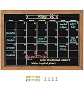 Umtiti Calendar Chalkboard, 10.6" * 14.6", Magnetic Surface Rustic Brown Solid Pine Wood Frame Ch...