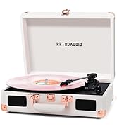Vinyl Record Player with Built-in Speakers 3-Speed Vintage Record Player Bluetooth Portable Suitc...