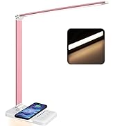 JOSTIC LED Desk Lamp with Night Lighting, Fast Wireless Charger, USB Charging Port, 10 Brightness...