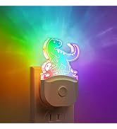DORESshop Dinosaur Night Light for Kids [2 Pack], 8 Color Changing Plug in Night Lights for Baby ...