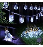 Solar Outdoor String Lights, 20Ft Vintage Rope Hemp Solar Patio Lights, Waterproof White Solar Po...