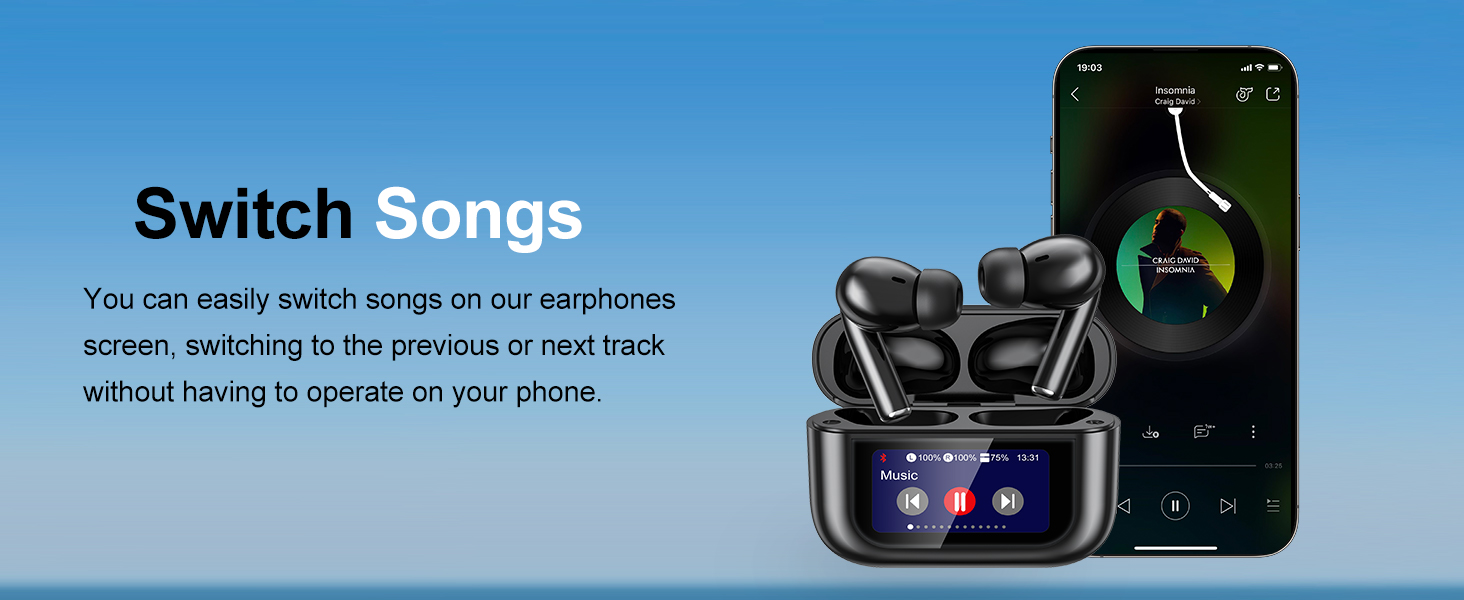 wireless touch screen headphones