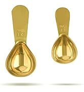 Stainless Steel Coffee Scoop Set - 15ml &amp; 30ml Measures, Milk &amp; Fruit Powder, Gold, 2 Pack