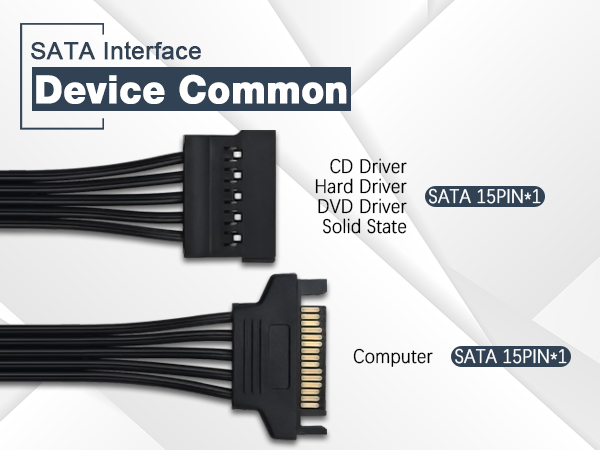 15 Pin SATA Power Extension Cable