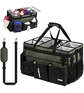 Extra Large Cleaning Caddy Bag with Built-In Support Board, Cleaning Tote Organizer with Removabl...