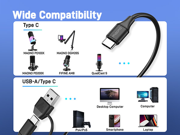 MAONO USB A&amp;amp;C 2 in 1 microphone cable