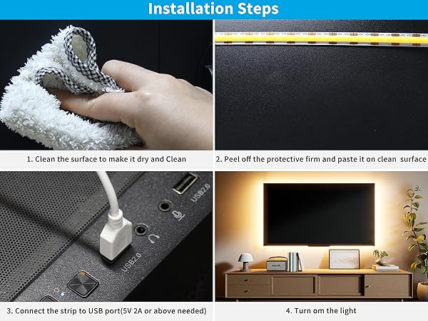 GINGSOW USB COB LED Strip light