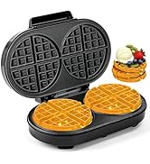 Double Waffle Maker 6 Inch, 1200W Belgian Waffle Maker for Breakfast and Snacks, Makes 2 Personal...