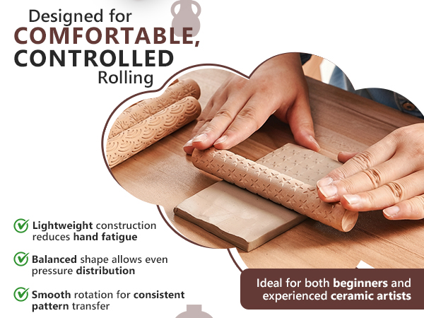 Ligthweight clay imLigthweight clay imprint rollerspression rollers