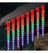 WATERGLIDE Meteor Shower Lights, 11" Outdoor Icicle Christmas Lights 10 Icicles 240 SMD LED Cryst...