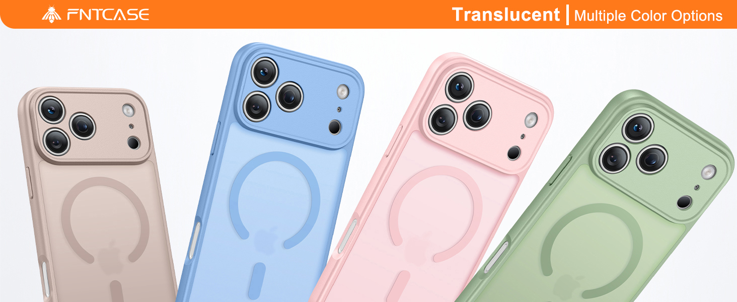 FNTCASE for iPhone 17 Pro Case: Translucent Light Blue
