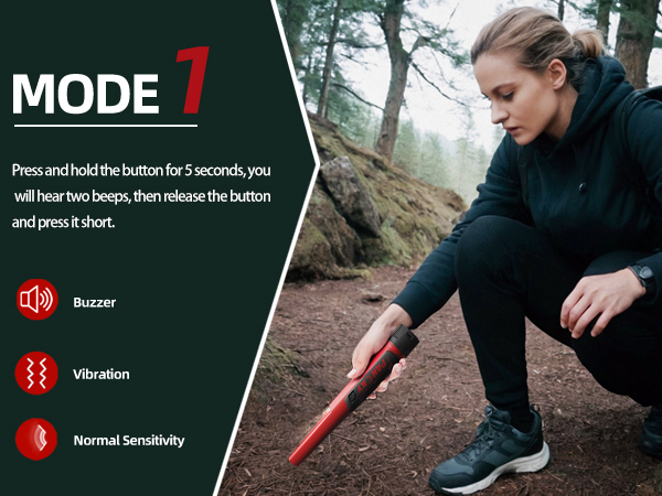 Mode 1 has normal sensitivity, vibration and buzzer