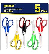 Scissors Set of 5-Pack, 8" Scissors All Purpose Comfort-Grip Handles Sharp Scissors for Office Ho...