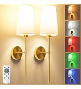 JOFIOS Battery Operated Wall Sconce Set of 2,Gold Wireless Wall Sconce with 5200mAh Dimmable Deta...