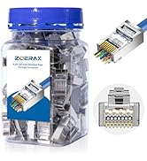 ZOERAX 100-Pack Cat 6A RJ45 Pass Through Connector, Cat 6 RJ45 Connector Wire OD 1.20mm Ethernet ...