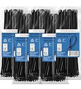 500 Pack Heavy Duty 12 inch Zip Ties Black | 50lb Tensile Strength Self-Locking Cable Ties for In...