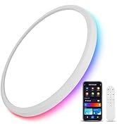 TITISLUMP 1 Pack Smart Ceiling Light with Remote, 12 Inch, RGB Led Ceiling Light Works with Alexa...