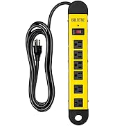 6 Outlet Heavy Duty Surge Protector Power Strip - Black Metal Surge Protector with 9 Foot 