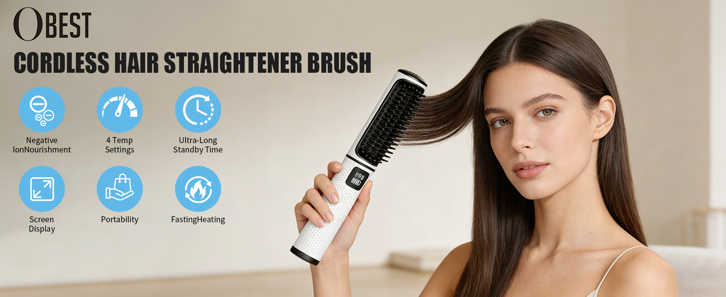 Cordless Hair Straightener Brush