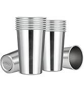 MEWAY Premium Stainless Steel Cups 16 oz Pint Cup Tumbler (16 Pack) - Premium Metal Cups - Stacka...