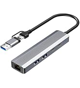Viilinany 5-in-1 USB C Hub Adapter with Gigabit Ethernet, 2X USB 3.0 Ports, 2X USB C Data Ports, ...