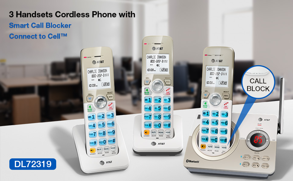 Expandable cordless phone, att, answering machine, cordless phone, home phone, office phone