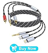 DCNETWORK 3.5mm to RCA Cable, Lightning to RCA Male to Aux Audio Adapter HiFi Sound Headphone Jac...