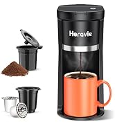 Small Single Serve Coffee Maker, One Cup Coffee Machine for K-Cup &amp; Grounds | Portable Pod Coffee...
