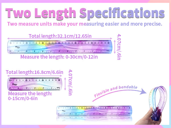 Flexible Ruler, Bendable Plastic Ruler
