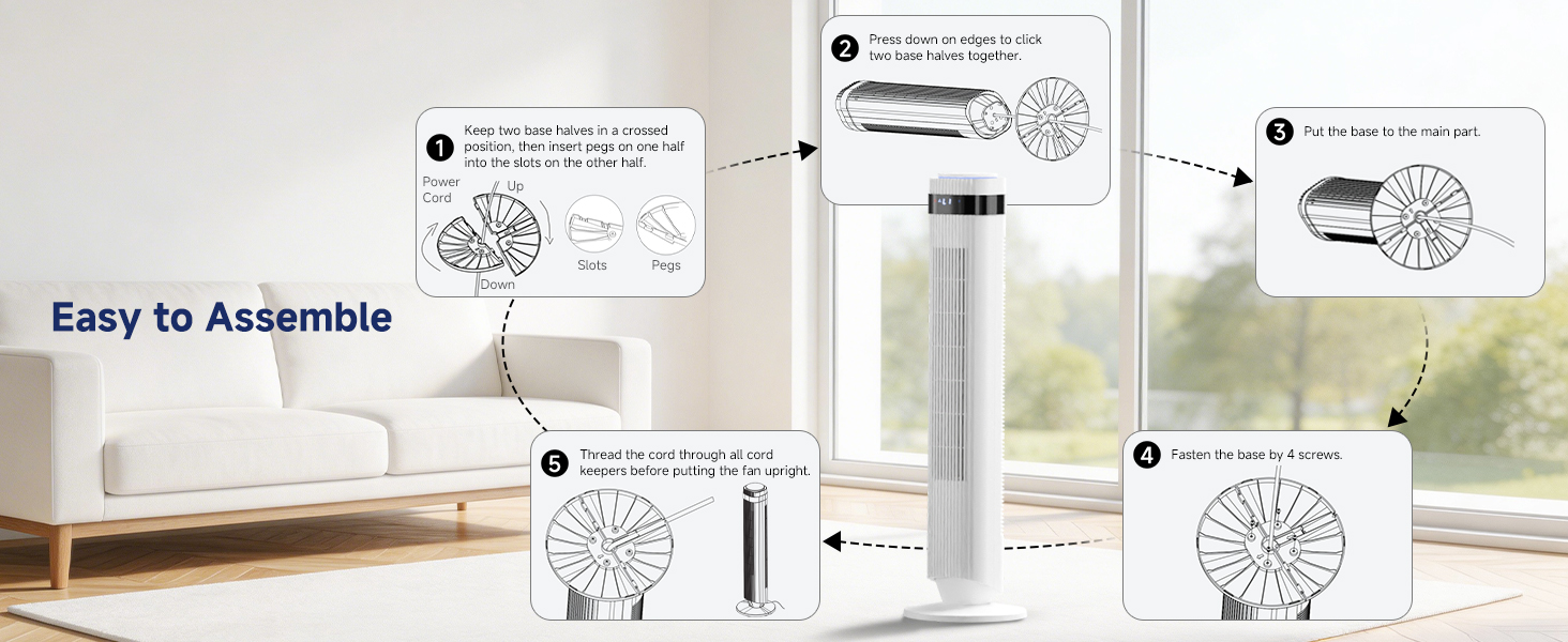 5 Speeds &amp;amp; 4 Modes, 28dB Quiet for Sleep, 22.3ft/s High Velocity, LED Display, 12H Timer